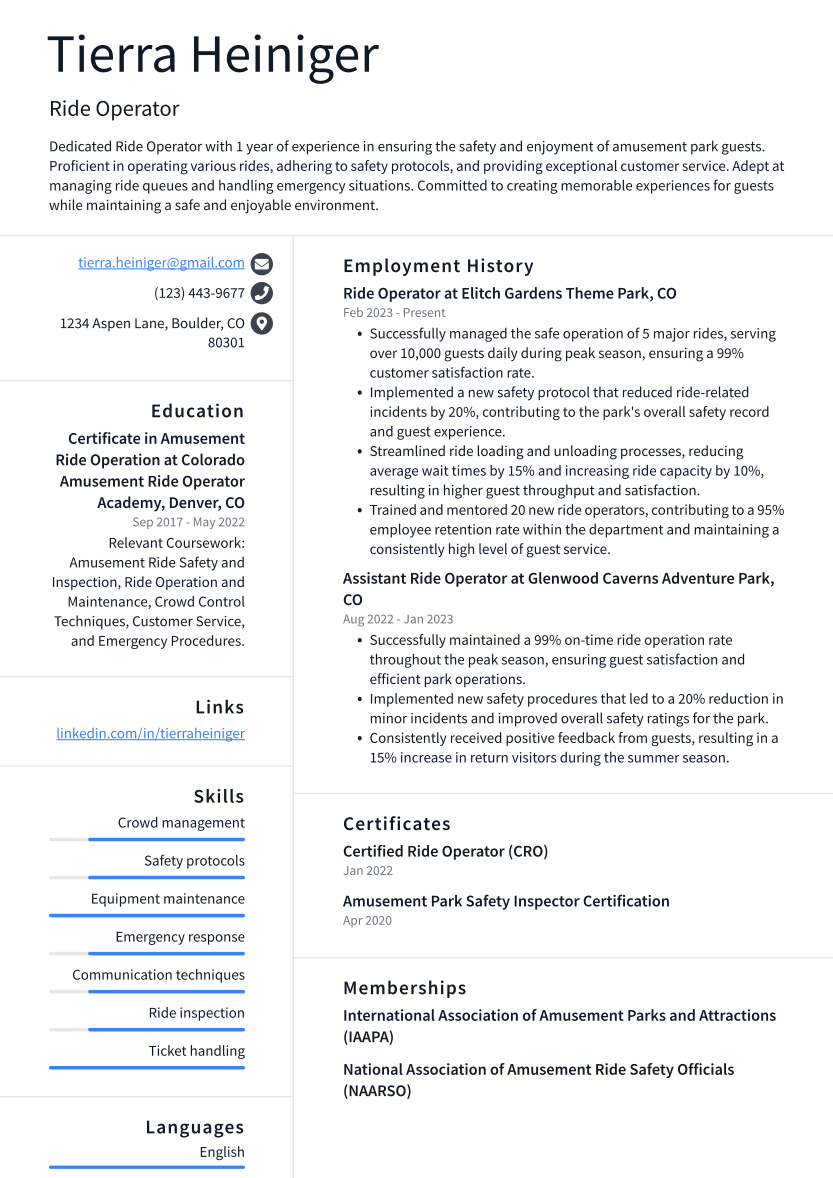 12 Ride Operator Skills Definition And Examples ResumeCat