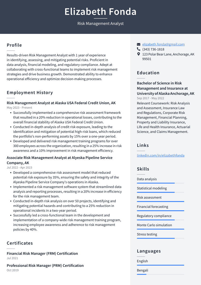 Top 17 Risk Management Analyst Resume Objective Examples