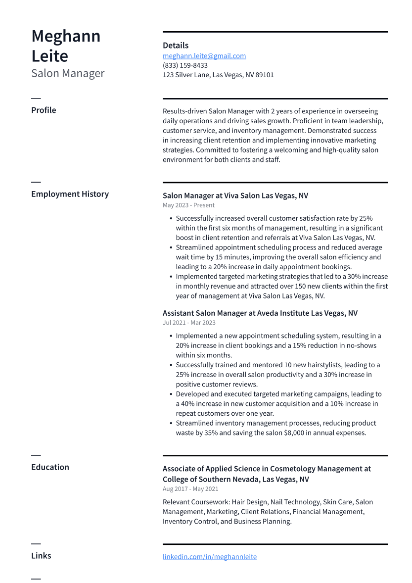 Top 17 Salon Manager Resume Objective Examples ResumeCat Top 17 Salon Manager Resume Objective Examples ResumeCat