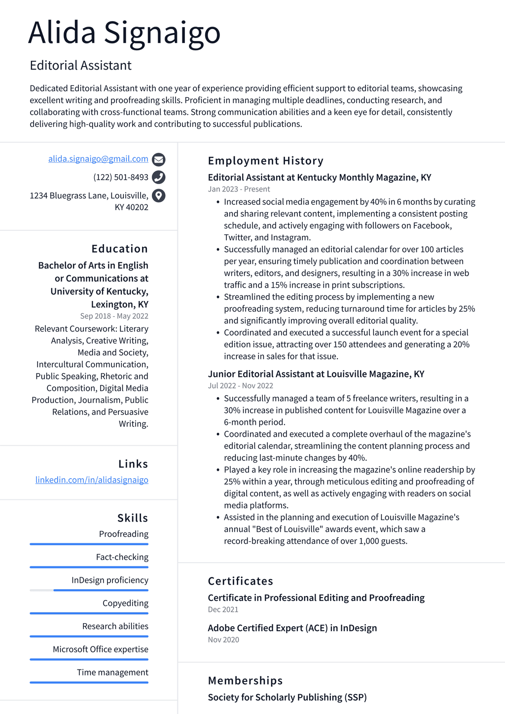 Snapchat Editorial Assistant Resume Examples | ResumeCat