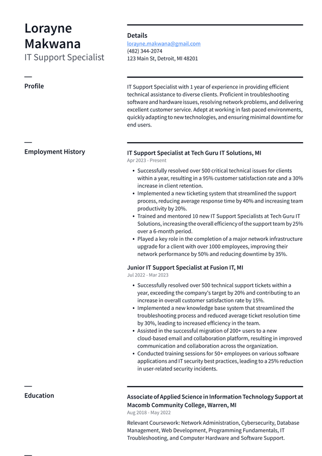 Snapchat IT Support Specialist Resume Example