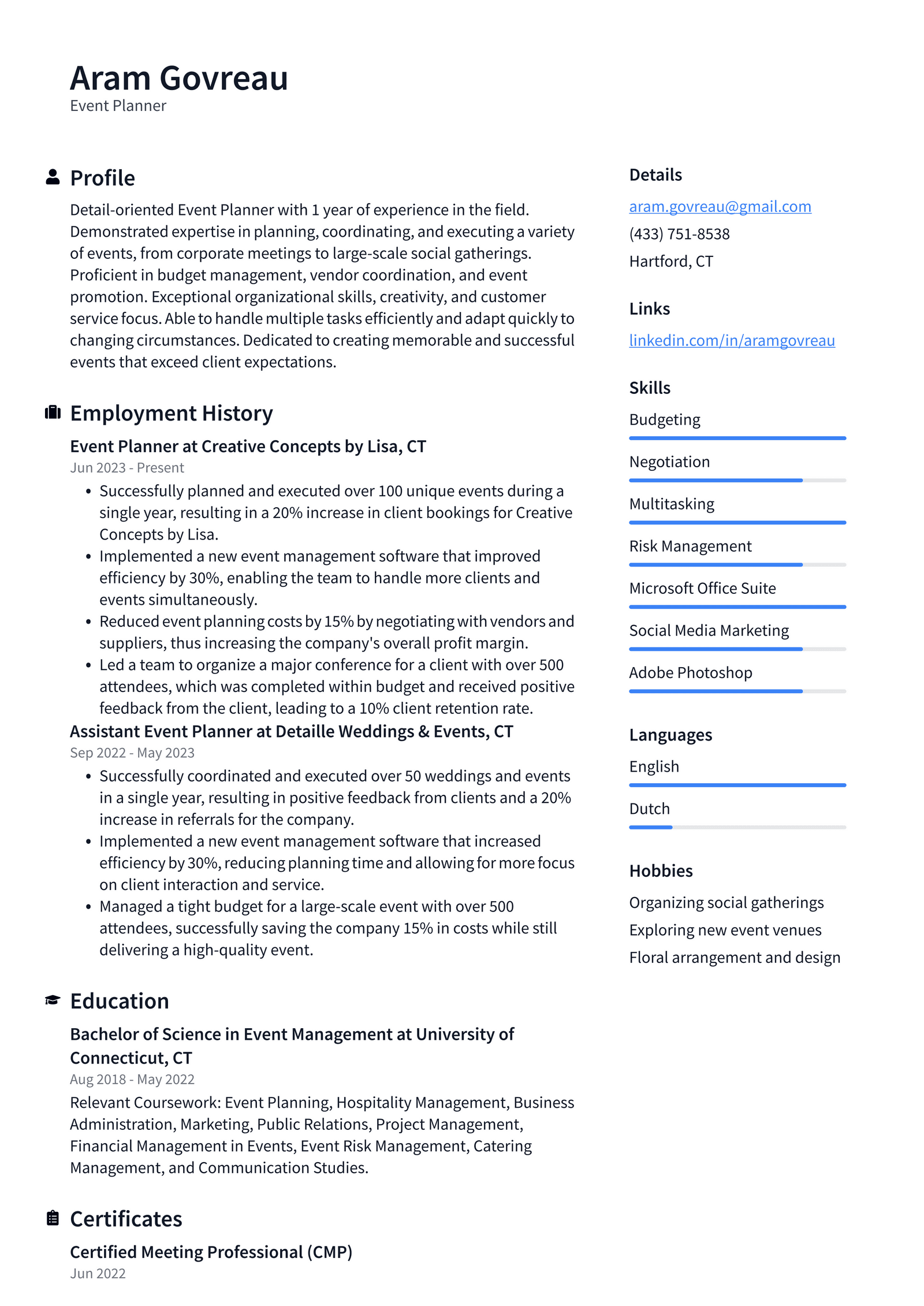 Starbucks Event Planner Resume Examples ResumeCat Starbucks Event Planner Resume Examples ResumeCat