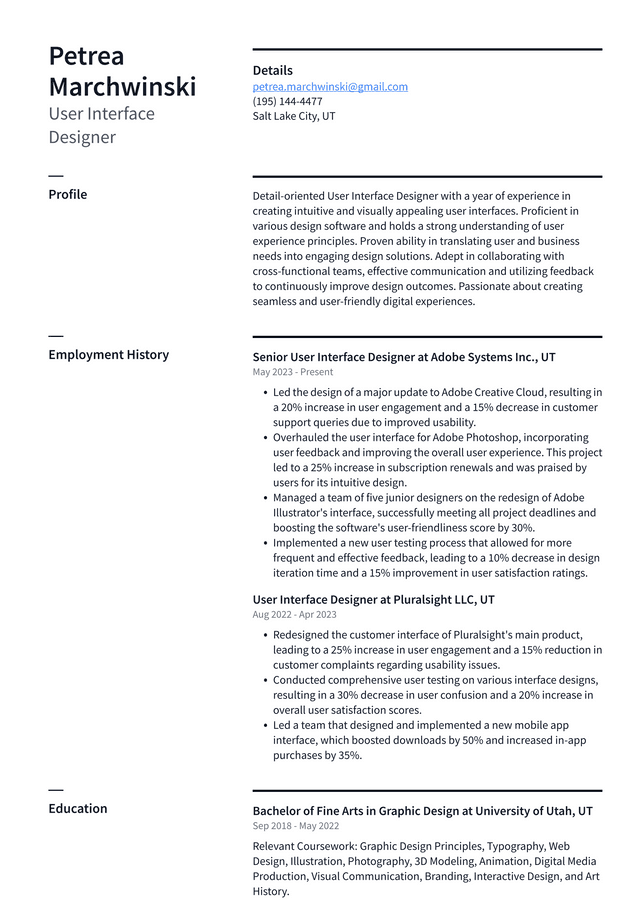 Starbucks User Interface Designer Resume Example