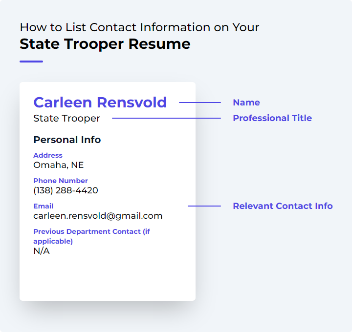 How to List Contact Information for a State Trooper Resume