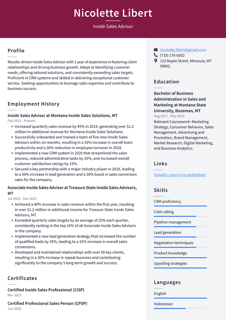 Tesla Inside Sales Advisor Resume Examples ResumeCat