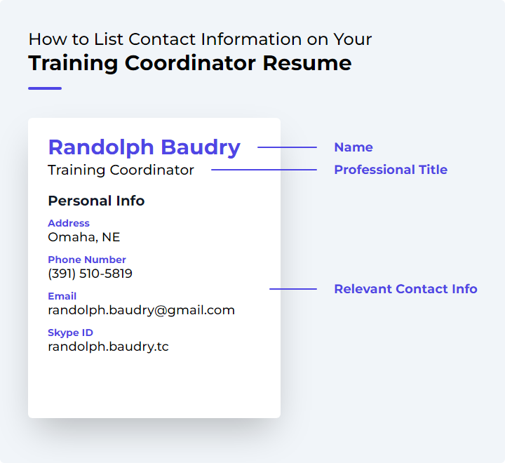 How to List Contact Information for a Training Coordinator Resume