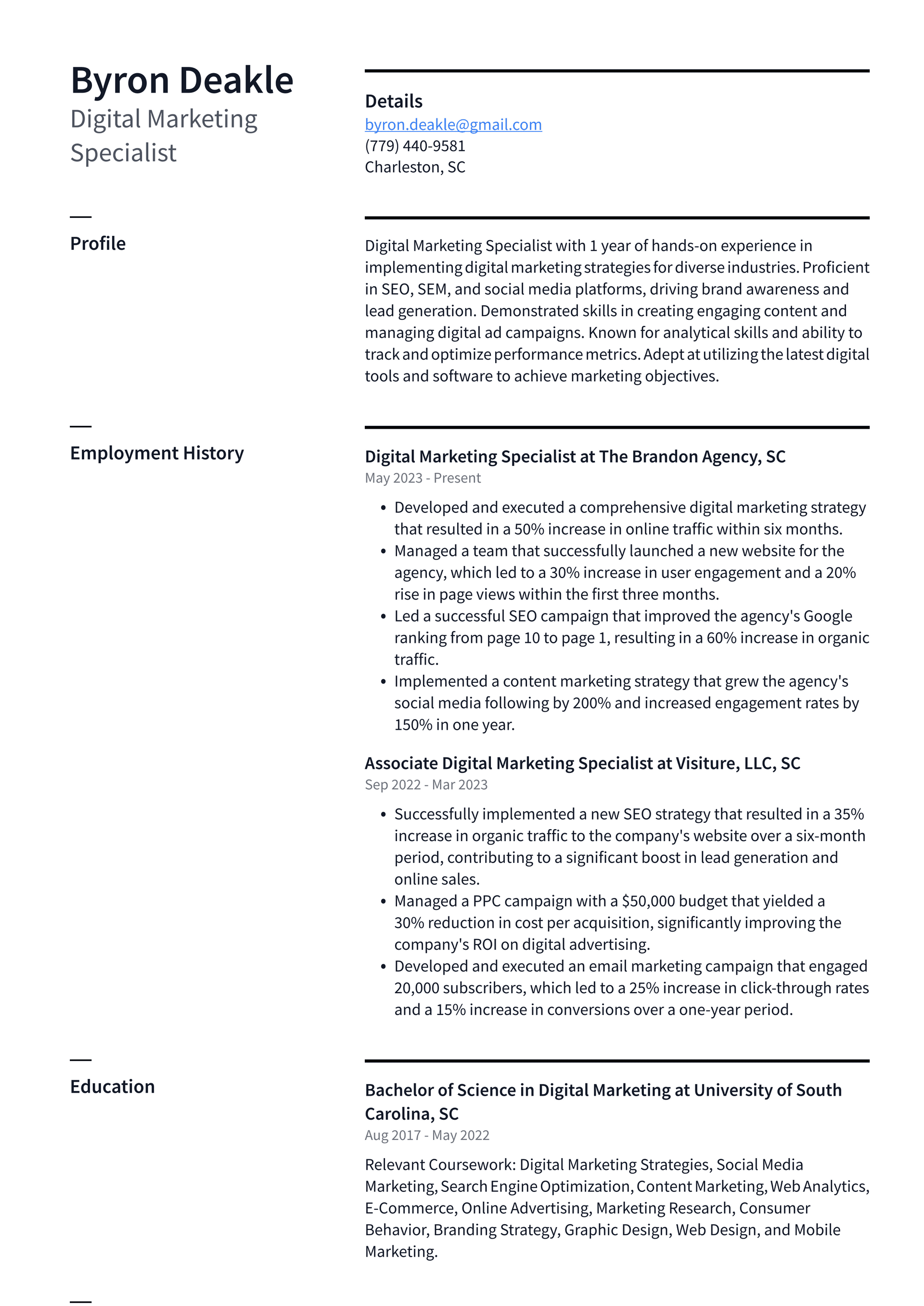 Twitter Digital Marketing Specialist Resume Examples