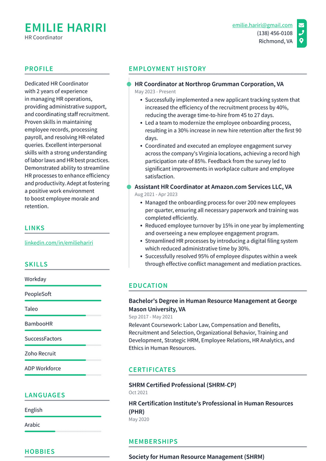 Twitter HR Coordinator Resume Examples | ResumeCat