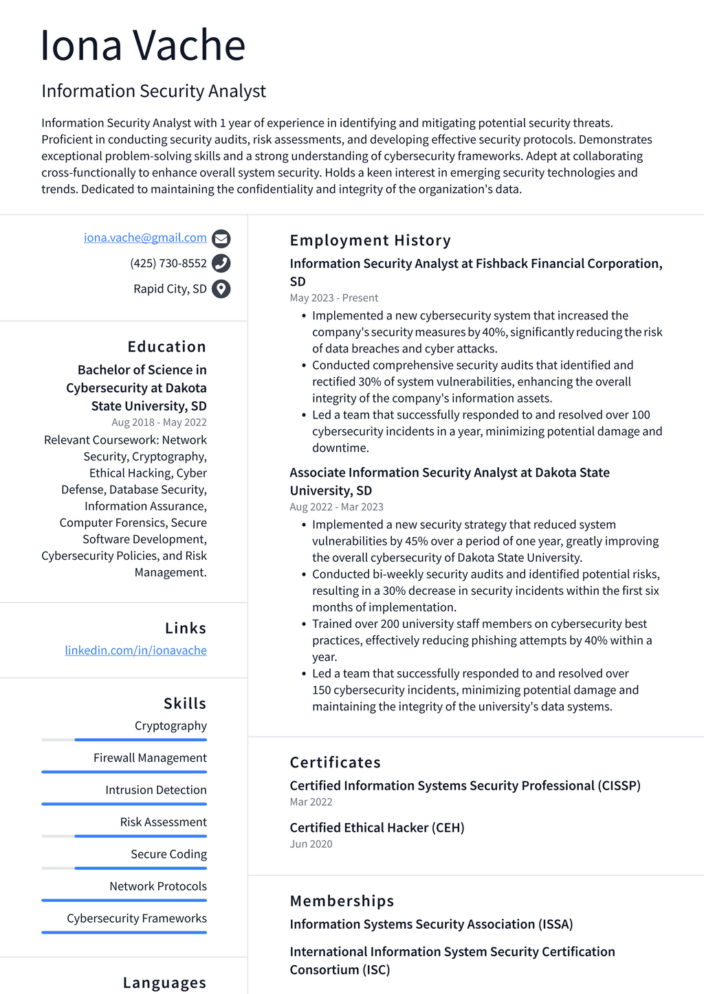 Twitter Information Security Analyst Resume Examples