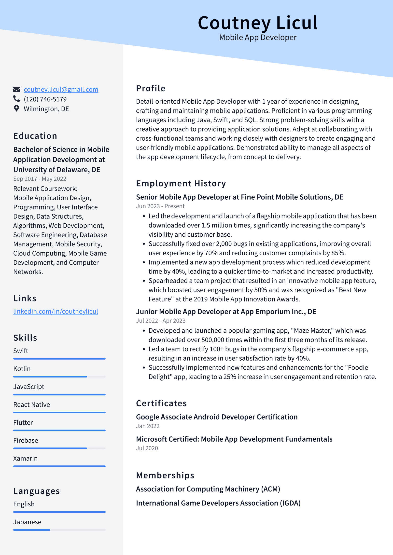Twitter Mobile App Developer Resume Examples | ResumeCat