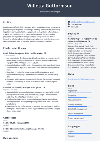 Twitter Public Policy Manager Resume Examples | ResumeCat