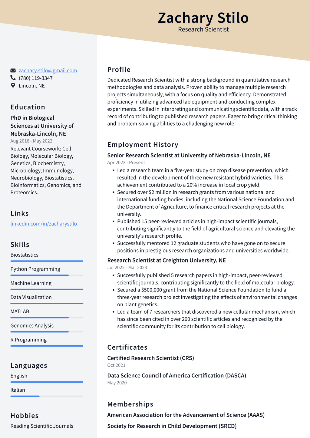 MACHINE LEARNING RESEARCH SCIENTIST RESUME visual data 4