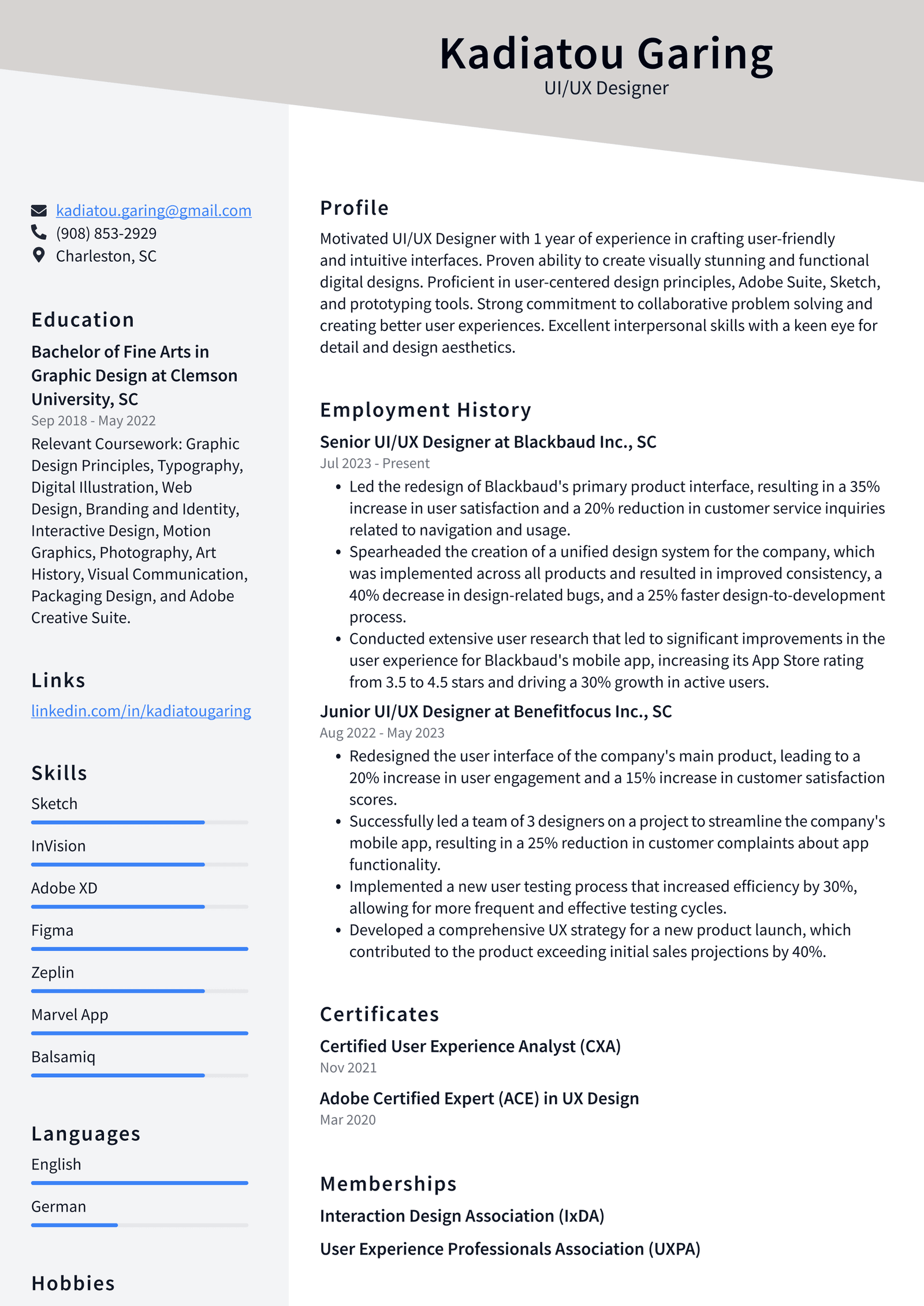 Twitter UI/UX Designer Resume Examples | ResumeCat