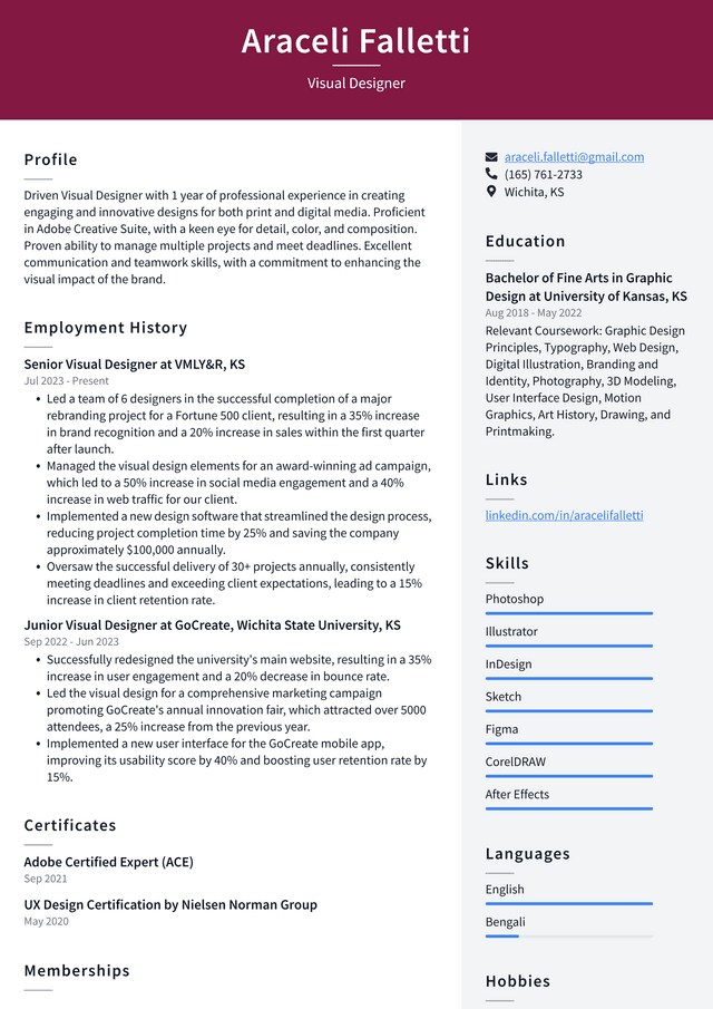 Twitter Visual Designer Resume Example