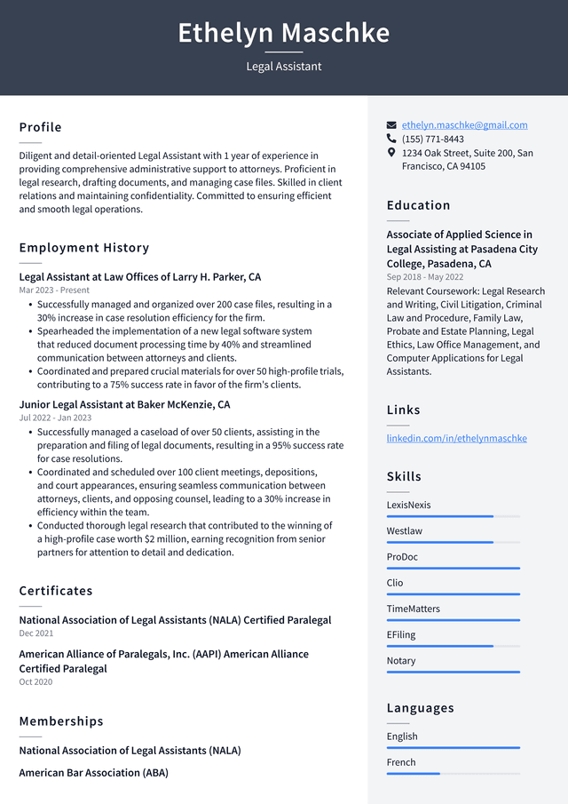 Uber Legal Assistant Resume Example