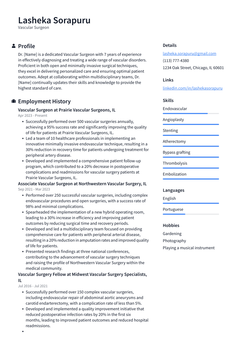 Top 12 Vascular Surgeon Skills To Put On Your Resume