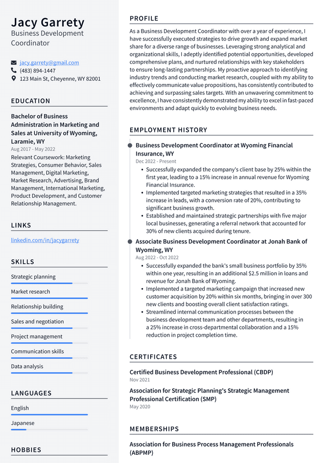 Walgreens Business Development Coordinator Resume Example