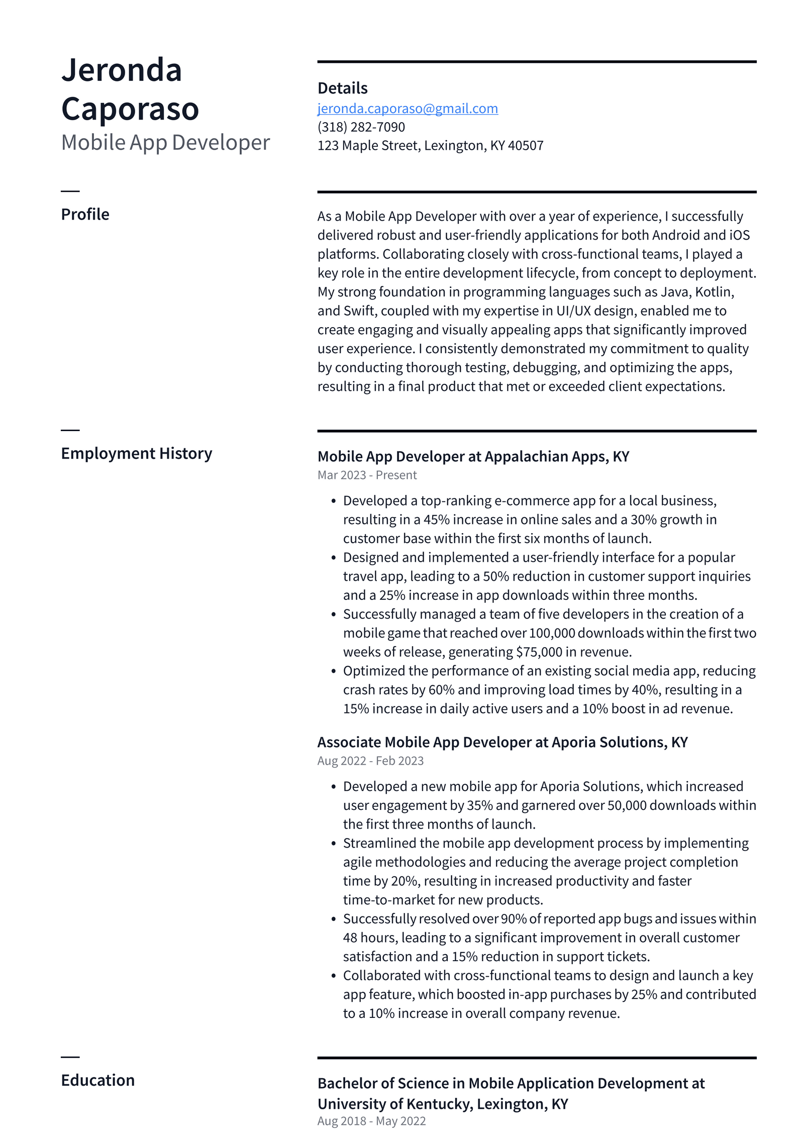 Walgreens Mobile App Developer Resume Examples | ResumeCat