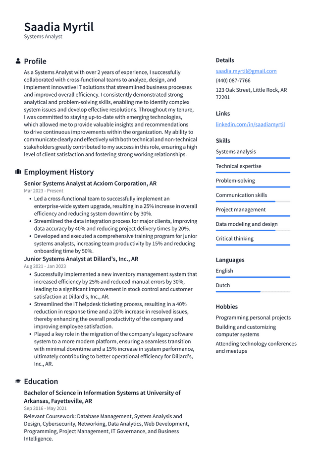 Walgreens Systems Analyst Resume Example