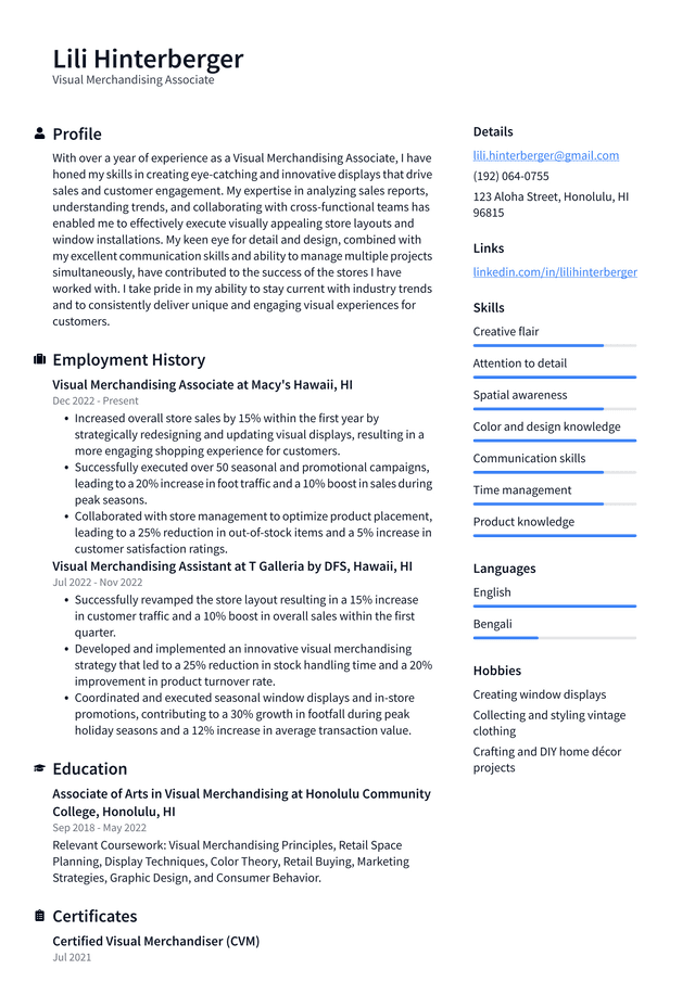 Walgreens Visual Merchandising Associate Resume Example