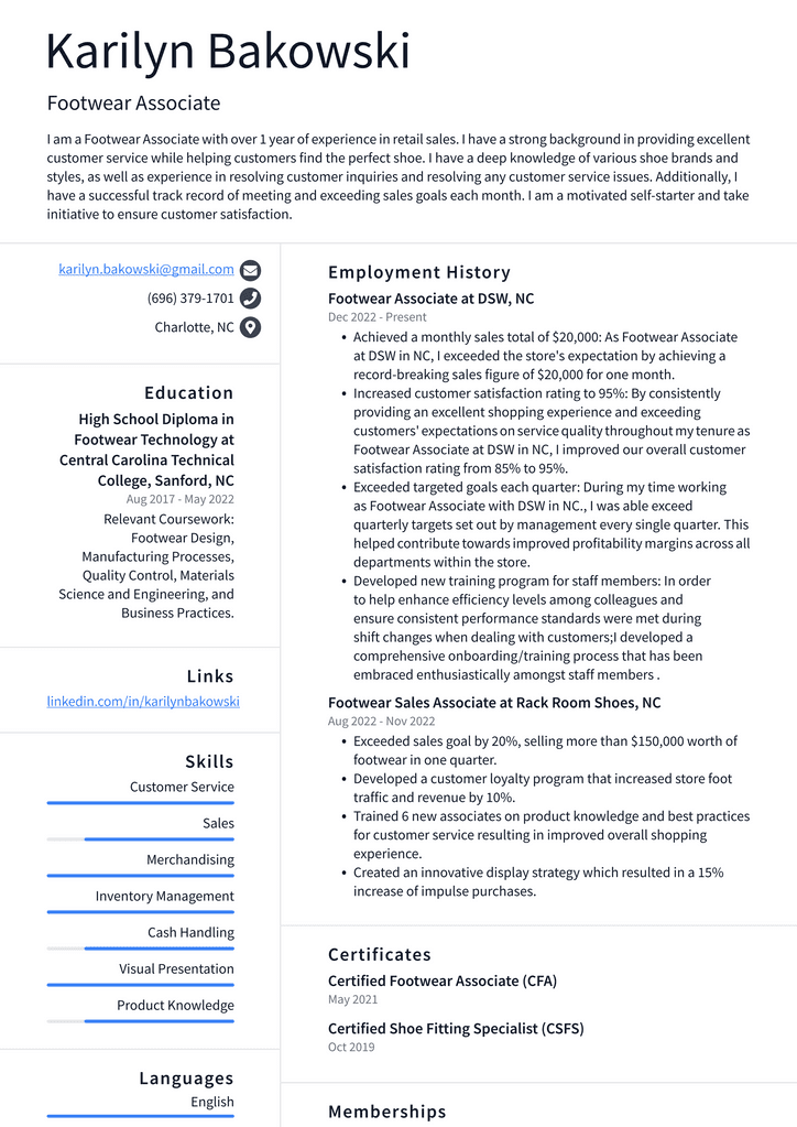 Walmart Footwear Associate Resume Examples ResumeCat