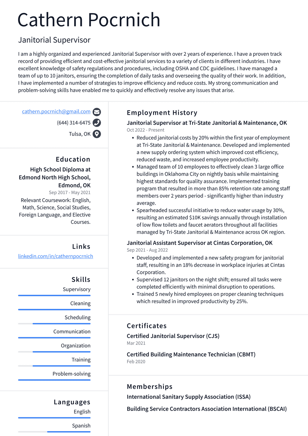 Walmart Janitorial Supervisor Resume Examples ResumeCat