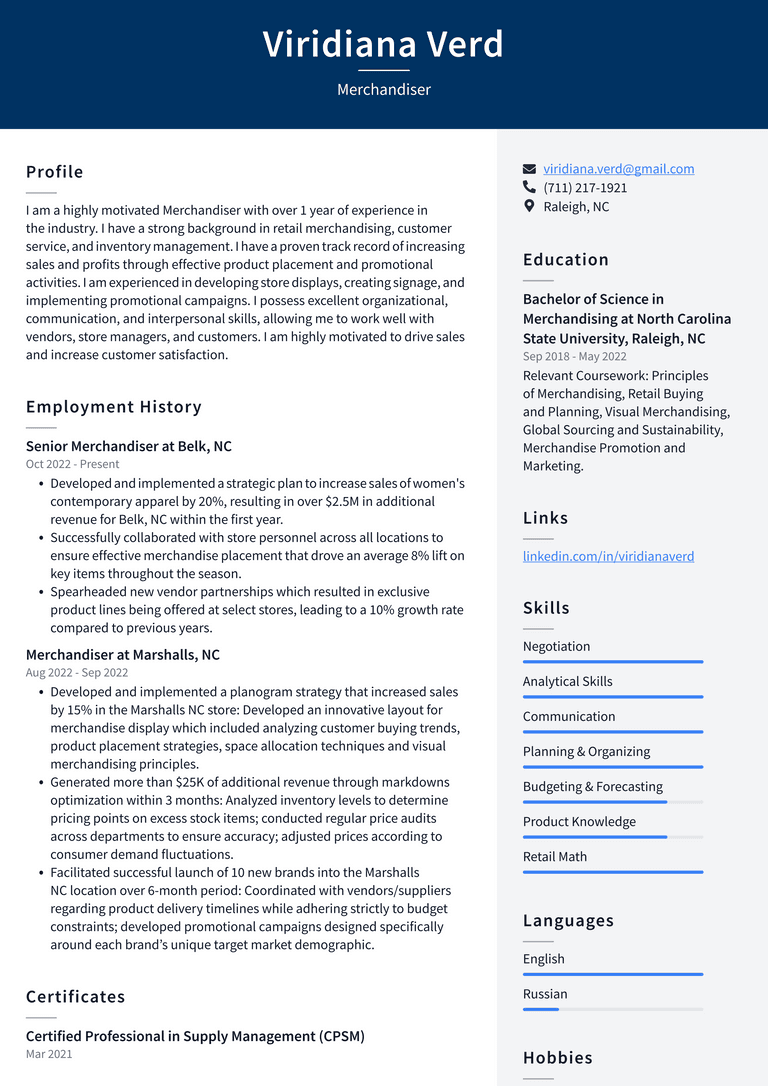 Walmart Merchandiser Resume Examples ResumeCat