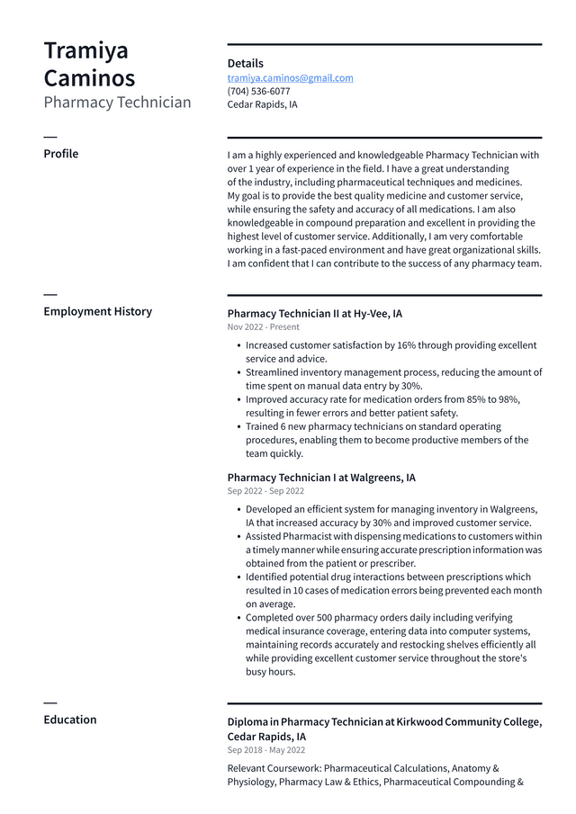 key skills pharmacy resume