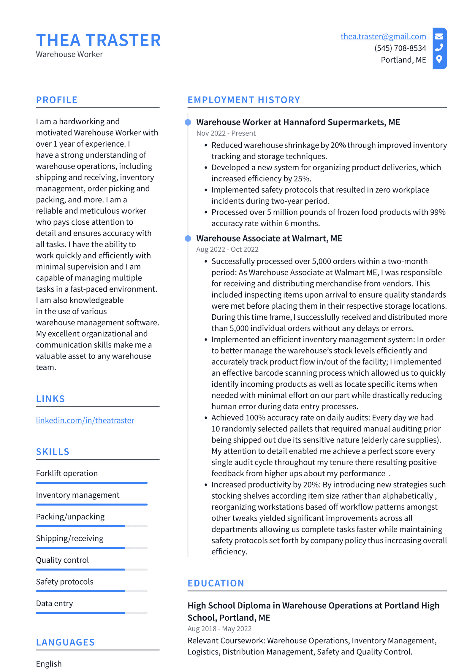 Walmart Warehouse Worker Resume - Walmart Warehouse Worker Resume Example NFBql 1600w 