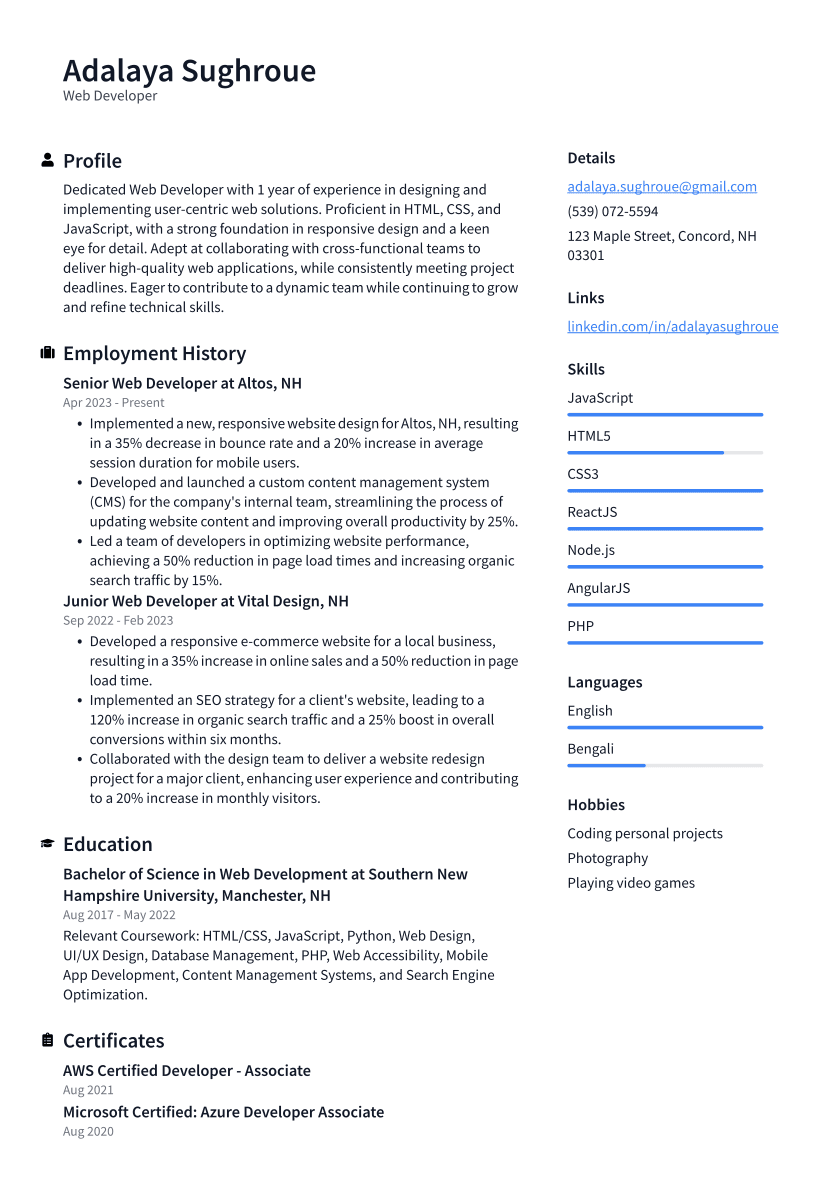 Top 17 Web Developer Resume Objective Examples Resumecat 9747