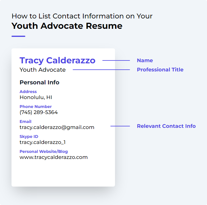 How to List Contact Information for a Youth Advocate Resume