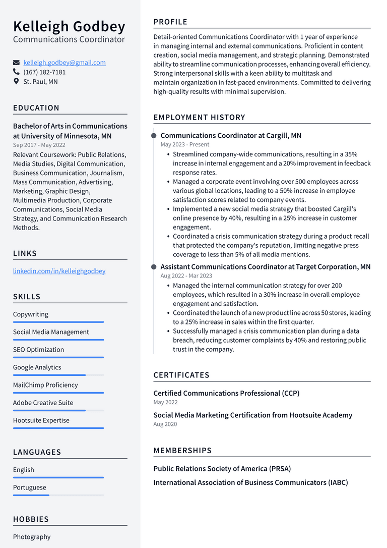 Zoom Communications Coordinator Resume Examples | ResumeCat