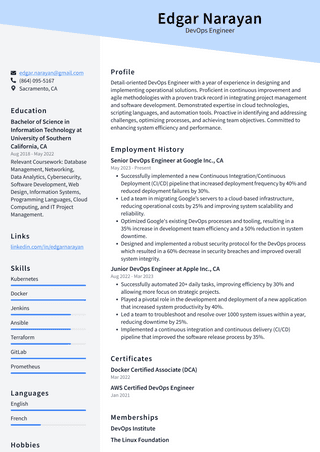 Zoom DevOps Engineer Resume Examples | ResumeCat