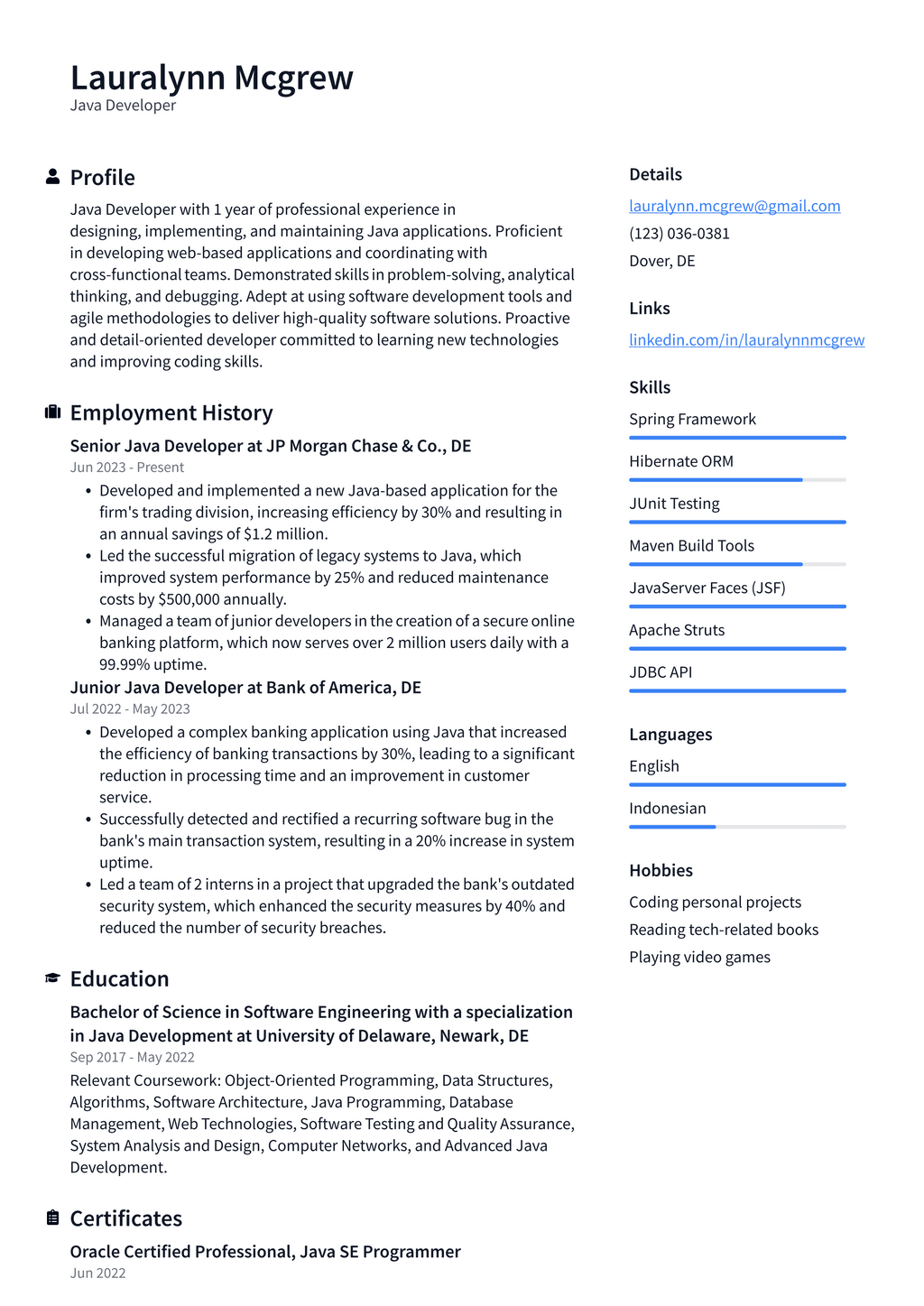 Zoom Java Developer Resume Examples | ResumeCat