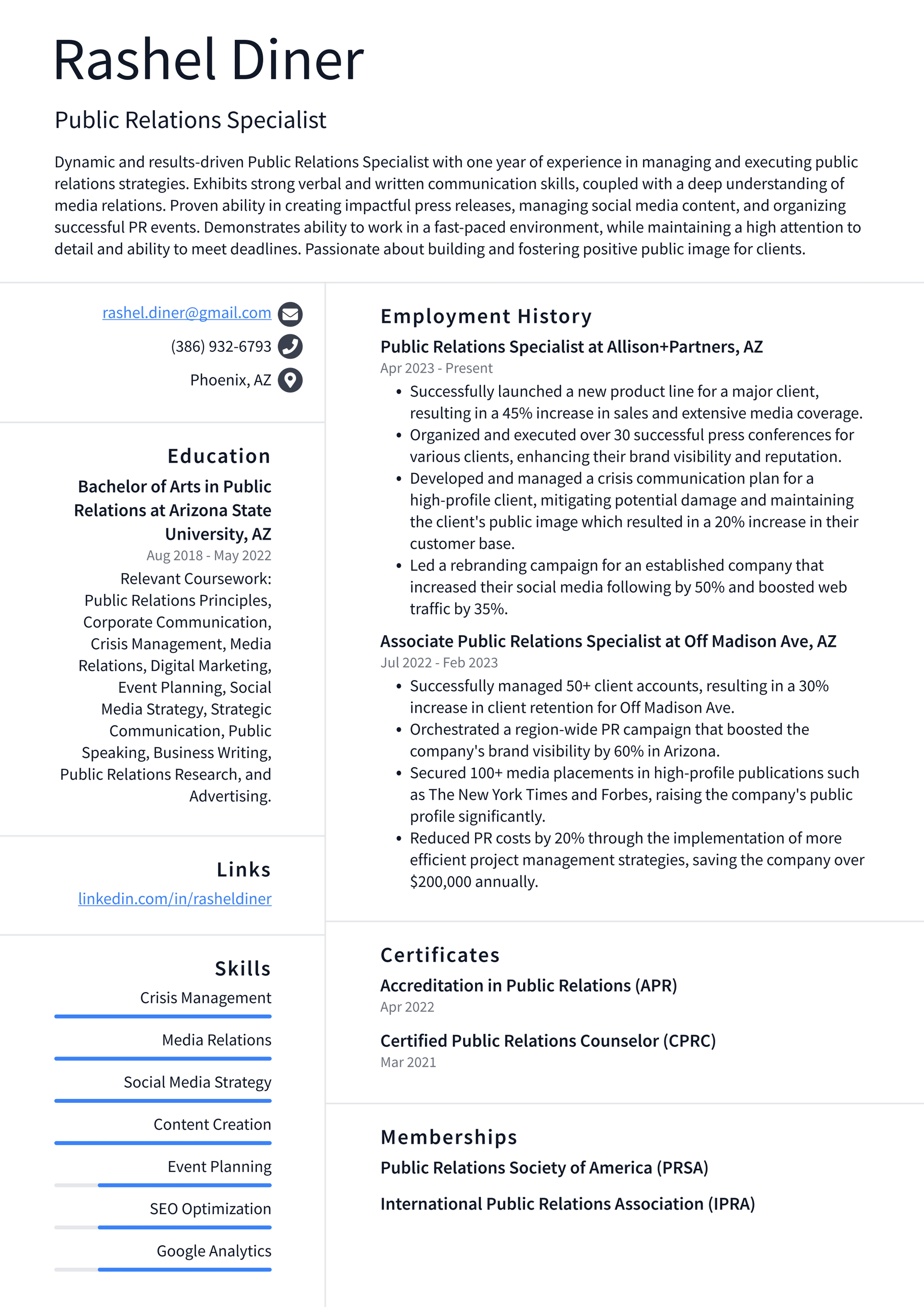 Zoom Public Relations Specialist Resume Examples | ResumeCat