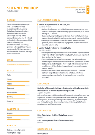 Zoom Ruby Developer Resume Examples | ResumeCat