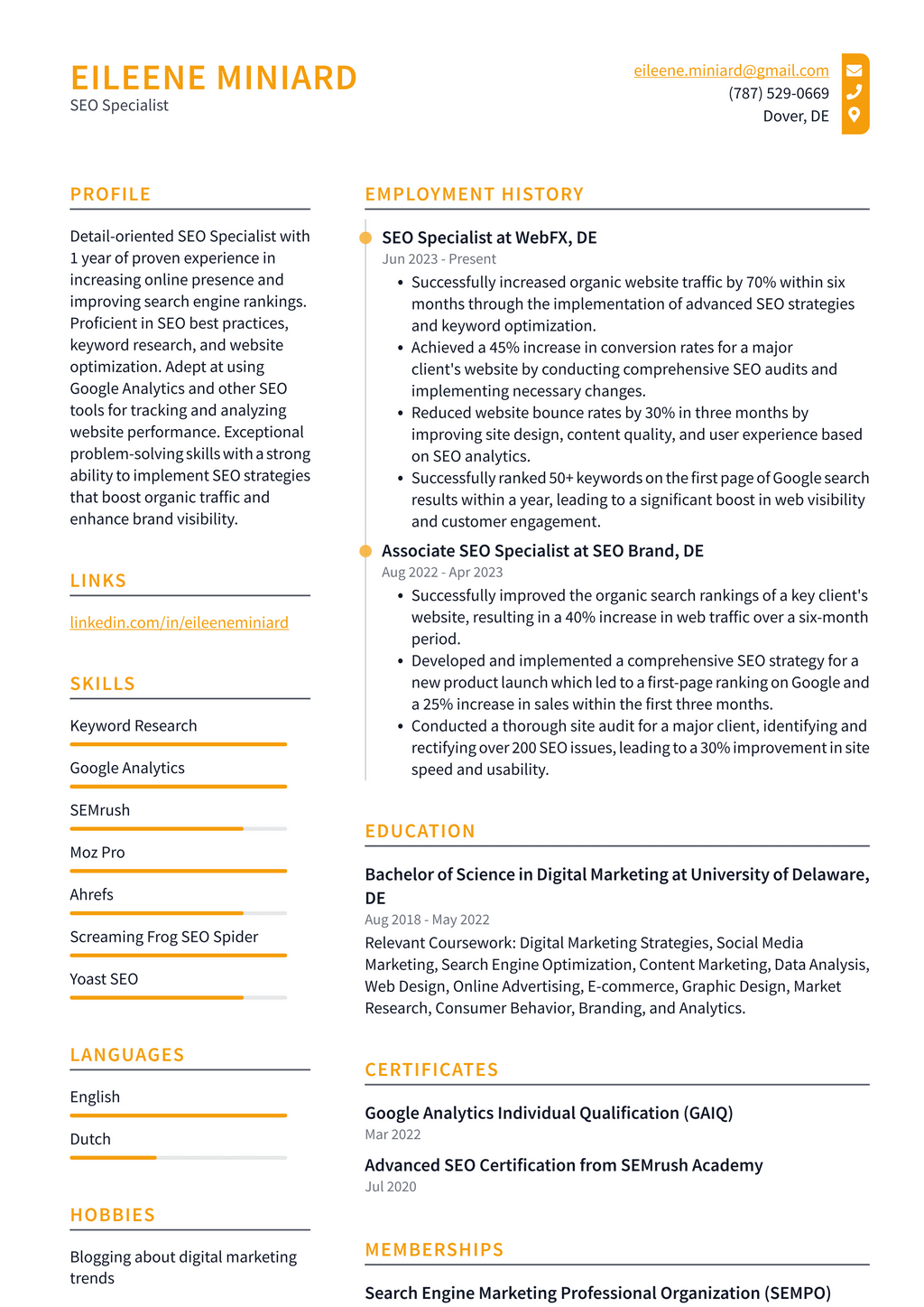 Zoom SEO Specialist Resume Examples | ResumeCat