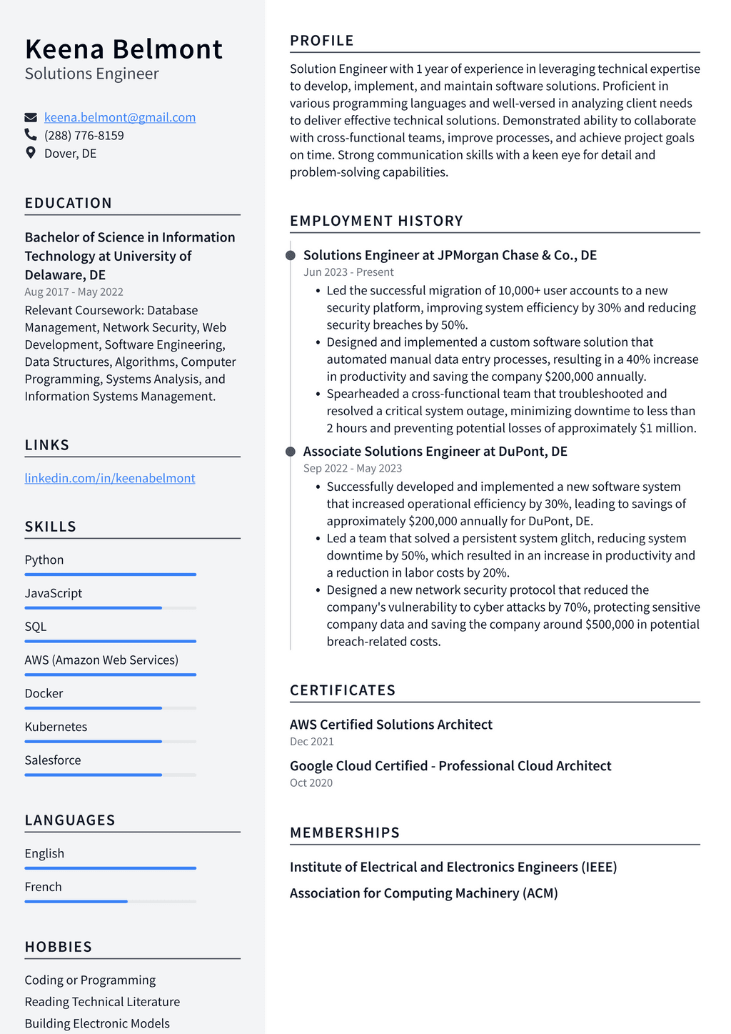 Zoom Solutions Engineer Resume Examples | ResumeCat