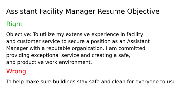 Top 16 Assistant Facility Manager Resume Objective Examples