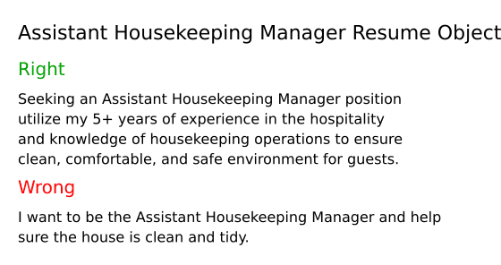 Top 17 Assistant Housekeeping Manager Resume Objective Examples