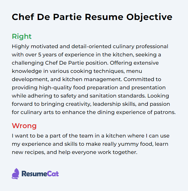 Top 16 Chef De Partie Resume Objective Examples ResumeCat