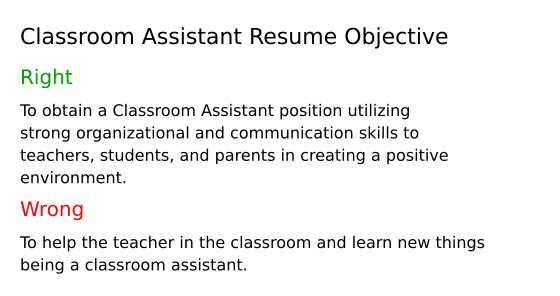 Top 16 Classroom Assistant Resume Objective Examples