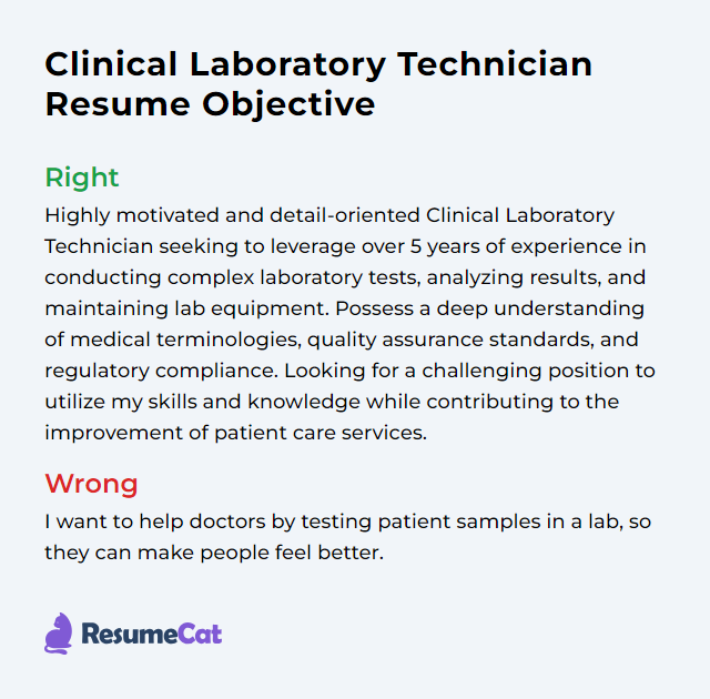 Top 16 Clinical Laboratory Technician Resume Objective Examples