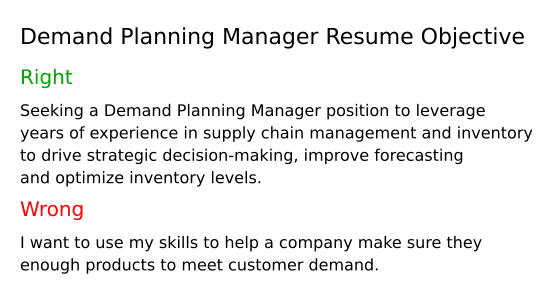 Demand Planning Manager Resume Objective Example
