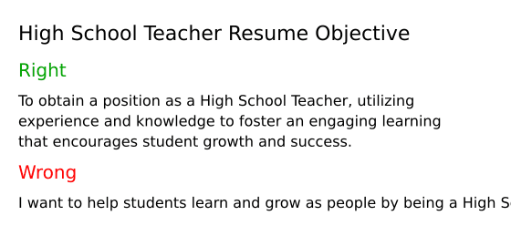 high school resume objectives examples