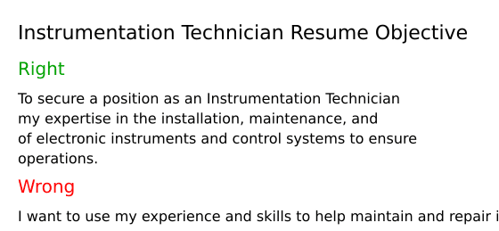 Instrumentation Technician Resume Objective Example