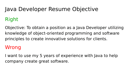Java Developer Resume Objective Example