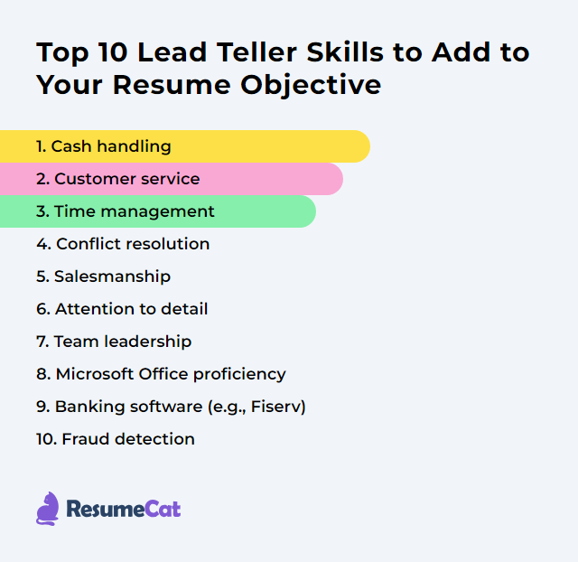 Top 10 Lead Teller Skills to Add to Your Resume Objective