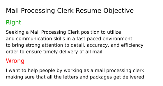 Top 16 Mail Processing Clerk Resume Objective Examples