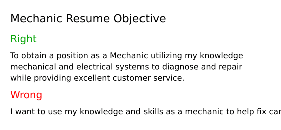 WHAT IS A GOOD OBJECTIVE FOR A MECHANIC RESUME visual data 2